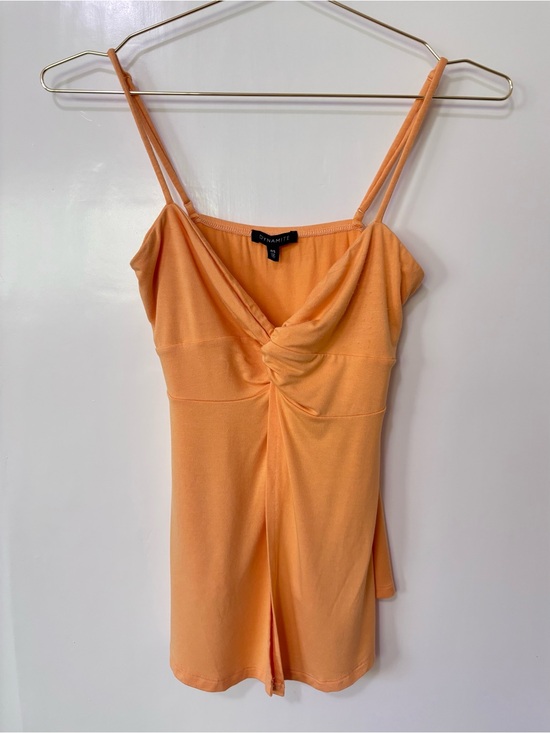 Dynamite Tops - Dynamite| Orange Twist-Front Warm Weather Knit Cami Tank Top Sz S